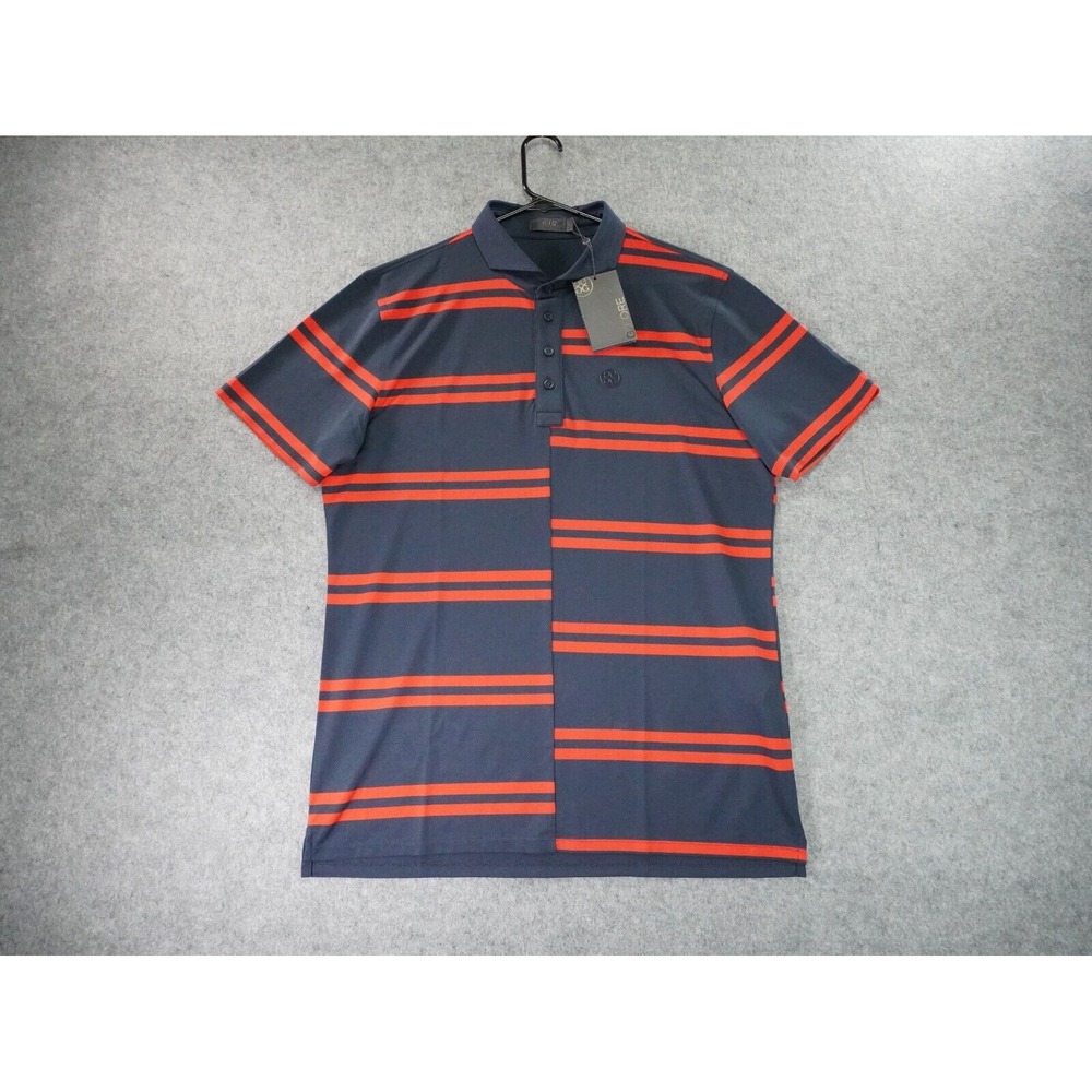 G/Fore Polo Shirt‎ Mens Large Blue Red Stripe Short Sleeve Logo G4MS23K182